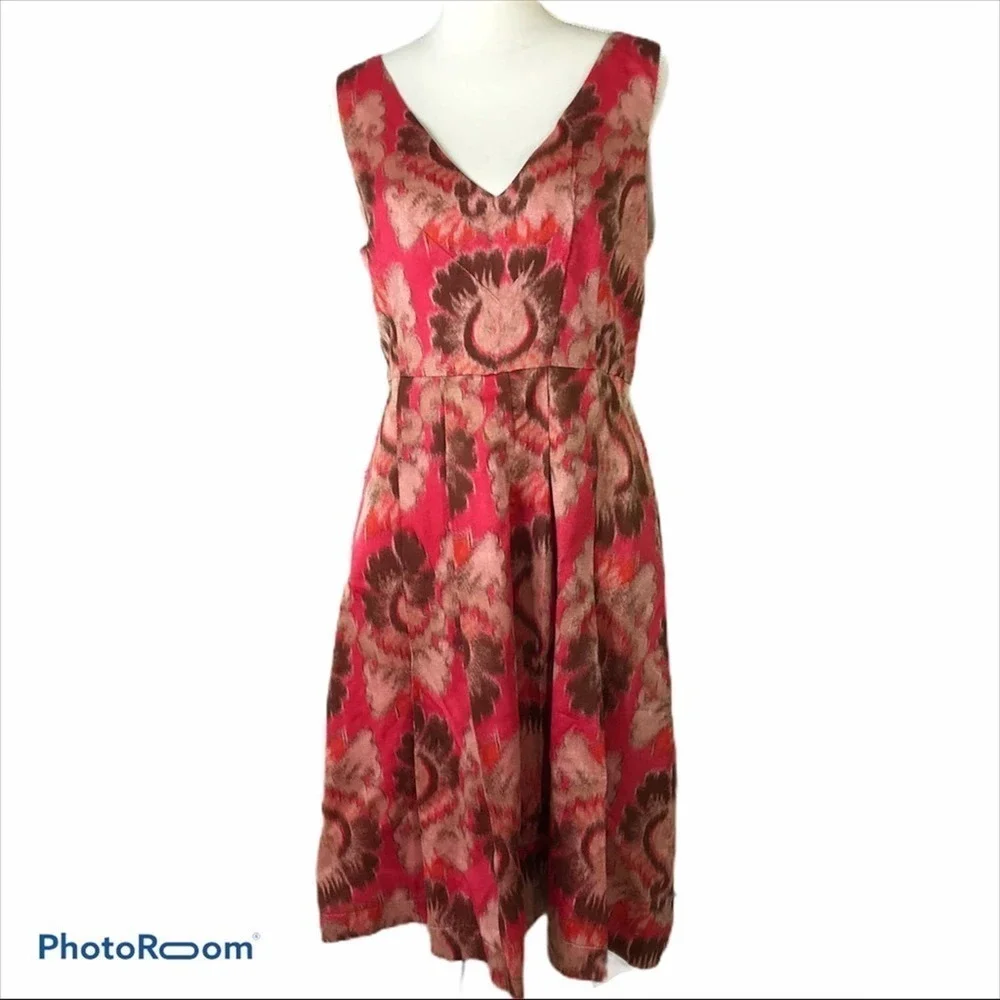 Tory Burch red printed silk Aline dress